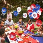 Lewtemi 48 Pieces 4th of July Balloons Decorations Patriotic Independence Day American Flags Party Balloons Blue Red White Decor for Fourth of July Memorial Day, USA Patriotic Party Decor (Simple)