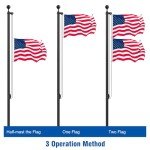 Flag Pole Kit 25FT, 12 Gauge 1.8mm Thickness Heavy Duty Flag Poles with 3x5 American Flag, Black Flag pole for Outdoor House In Ground, Extra Thick Flagpoles Suitable for Yard and Garden