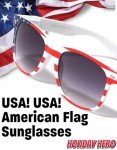 Holiday Hero 1pc USA Sunglasses, American Flag Sunglasses for Men Women, UV protection July 4, Polarized Sunglasses