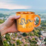 AK Ready Join Or Die Ceramic Coffee Cup Mug Large 17 oz Size Latte, Tea, Water Gadsden Bedford Flag Revolutionary War 1776 Patriotic Fathers Day Dont Tread on Me