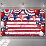 Blulu Memorial Day Backdrop Banner Patriotic Background 4th of July Independence Day Decorations American Flag Patriotic Sign Backdrop Prop Stars Stripes Background Party Supplies 6.1 x 3.6 ft