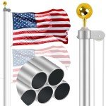 16 Ft Flag Poles for Outside House Inground - 13 Gauge Super Thick Flag Pole Kit - Heavy Duty Aluminum Flagpole with 3x5 American Flag - Outdoor Sectional Flagpoles for Yard, Residential, Commercial