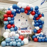 Red Blue White Balloon Garland - Double Stuffed Royal Blue Red Balloons Pearl White Sand Pastel Latex Arch Kit for Birthday 4th of July Graduation Wedding Nautical Patriotic Party Decorations
