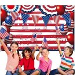 Blulu Memorial Day Backdrop Banner Patriotic Background 4th of July Independence Day Decorations American Flag Patriotic Sign Backdrop Prop Stars Stripes Background Party Supplies 6.1 x 3.6 ft