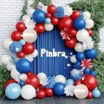 Red Blue White Balloon Garland - Double Stuffed Royal Blue Red Balloons Pearl White Sand Pastel Latex Arch Kit for Birthday 4th of July Graduation Wedding Nautical Patriotic Party Decorations