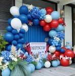 Red Blue White Balloon Garland - Double Stuffed Royal Blue Red Balloons Pearl White Sand Pastel Latex Arch Kit for Birthday 4th of July Graduation Wedding Nautical Patriotic Party Decorations
