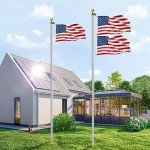 16 Ft Flag Poles for Outside House Inground - 13 Gauge Super Thick Flag Pole Kit - Heavy Duty Aluminum Flagpole with 3x5 American Flag - Outdoor Sectional Flagpoles for Yard, Residential, Commercial