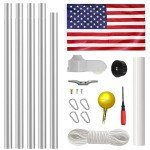 16 Ft Flag Poles for Outside House Inground - 13 Gauge Super Thick Flag Pole Kit - Heavy Duty Aluminum Flagpole with 3x5 American Flag - Outdoor Sectional Flagpoles for Yard, Residential, Commercial