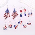 American Flag Earrings 4th of July Earrings for Women Alloy Heart Star Flag Dangle Drop Earrings for Independence Day Patriotic Earrings Fashion Jewelry Gift(4 Pairs)