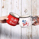 Zubebe 6 Pieces Patriotic Coffee Mugs 4th of July Ceramic Cups Tumbler Hot Cocoa Mugs Gift Set for Independence Day Tiered Tray Coffee Bar Decorations (Patriotic)