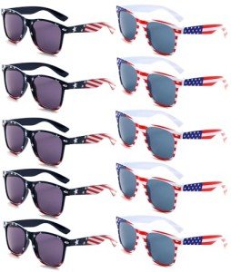Eyegla Bulk American Sunglasses USA Flag Sunglasses Classic Patriotic Sunglasses 4th of July Party Supplies 10 Pack-Retro 80s Square
