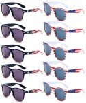 Eyegla Bulk American Sunglasses USA Flag Sunglasses Classic Patriotic Sunglasses 4th of July Party Supplies 10 Pack-Retro 80s Square