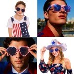 Eyegla Bulk American Sunglasses USA Flag Sunglasses Classic Patriotic Sunglasses 4th of July Party Supplies 10 Pack-Retro 80s Square