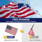 Jetlifee American Flag Pole Kit, Including 100% Polyester US Flag, 6 Ft Aluminum Silver No Tangle Spinning Pole and 2-Position Flag Pole Bracket (3 by 5 Ft Flag with Flagpole Kit)