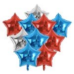 TONIFUL 24Pcs 18 Inch Red Blue Silver Star Balloons 4th of July Balloons Patriotic Star Shape Foil Balloons for Patriotic Party Supplies Independence Day Labor Day Birthday Party Decoration