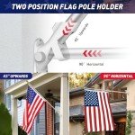 Jetlifee American Flag Pole Kit, Including 100% Polyester US Flag, 6 Ft Aluminum Silver No Tangle Spinning Pole and 2-Position Flag Pole Bracket (3 by 5 Ft Flag with Flagpole Kit)
