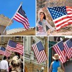 Jetlifee American Flag Pole Kit, Including 100% Polyester US Flag, 6 Ft Aluminum Silver No Tangle Spinning Pole and 2-Position Flag Pole Bracket (3 by 5 Ft Flag with Flagpole Kit)