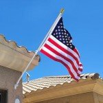 Jetlifee American Flag Pole Kit, Including 100% Polyester US Flag, 6 Ft Aluminum Silver No Tangle Spinning Pole and 2-Position Flag Pole Bracket (3 by 5 Ft Flag with Flagpole Kit)