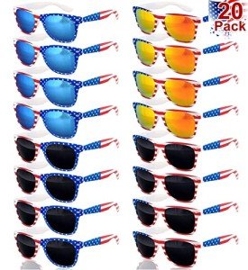TURNMEON 20 Pairs American Flag Sunglasses UV400 4th of July Accessories USA Flag Patriotic Sunglasses Eyewear Fourth July Women Men Teens Red White and Blue Party Favors Independence Day