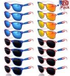TURNMEON 20 Pairs American Flag Sunglasses UV400 4th of July Accessories USA Flag Patriotic Sunglasses Eyewear Fourth July Women Men Teens Red White and Blue Party Favors Independence Day