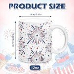 Whaline 2Pcs Patriotic Mug 4th of July Ceramic Drinking Cup Red Blue Firework Stars Coffee Mug for Independence Day Party Table Centerpieces Gift