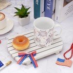 Whaline 2Pcs Patriotic Mug 4th of July Ceramic Drinking Cup Red Blue Firework Stars Coffee Mug for Independence Day Party Table Centerpieces Gift