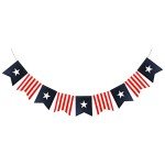 6ft Patriotic Burlap Banner DecorSea July 4 th Decor Burlap Banner USA Bunting American Flag Banners Garlands for Independence Day Decorations (New Square)