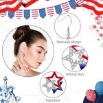 July 4th Independence Day Earrings American Flag Five-pointed Star Earrings Dangle Earrings for Women Independence Day Gifts