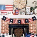 6ft Patriotic Burlap Banner DecorSea July 4 th Decor Burlap Banner USA Bunting American Flag Banners Garlands for Independence Day Decorations (New Square)