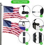 FFILY Heavy Duty Flag Pole, 16 FT Extra Thick Aluminum Flagpole Kit for Outside House In Ground