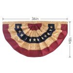 Briarwood Lane Patriotic Decorations American Flag Embroidered Star USA 36" x 18" Flag Buntings for Outside-Tea Stained Patriotic Bunting Banner with Brass Grommets