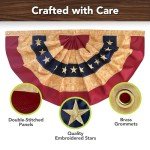 Briarwood Lane Patriotic Decorations American Flag Embroidered Star USA 36" x 18" Flag Buntings for Outside-Tea Stained Patriotic Bunting Banner with Brass Grommets