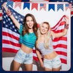 Landical 64 Pieces 4th of July Beaded Bracelets Patriotic Red White and Blue Bracelets American Flag USA Stackable Clay Stretch Friendship Beaded Jewelry Outfits for Women Accessories