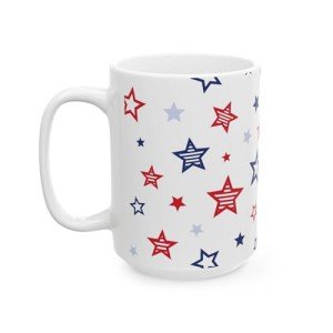 Lightfire Printing Patriotic American Flag Cup Novelty Coffee Mug for Office and Home Indepedance Day, Presidents Day, 4th of July Gifts – 11oz or 15oz (14 - American Star Pattern, 15oz)
