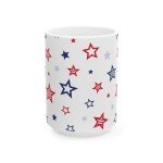 Lightfire Printing Patriotic American Flag Cup Novelty Coffee Mug for Office and Home Indepedance Day, Presidents Day, 4th of July Gifts – 11oz or 15oz (14 - American Star Pattern, 15oz)