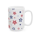 Lightfire Printing Patriotic American Flag Cup Novelty Coffee Mug for Office and Home Indepedance Day, Presidents Day, 4th of July Gifts – 11oz or 15oz (14 - American Star Pattern, 15oz)