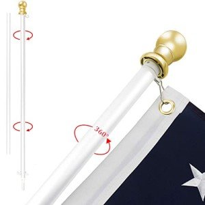 Flag Pole by USA Flag Co. Free-Spin Anti-Wrap Residential or Commercial 6 ft. 1-Inch Diameter Outdoor Flagpole (Vivid White)
