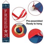 ORIENTAL CHERRY 4th of July Decor - Patriotic Decorations - Red, White, and Blue Banner - 14" x 72" - Weather Resistant - 2 Pack