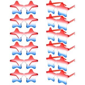 4th of July Star Glasses 12 Pairs Fourth of July Party Favors Red Blue White American Flag Sunglasses for Kids Women Independence Day Gifts Patriotic Sunglasses for Pool Party in USA Decorations
