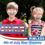 4th of July Star Glasses 12 Pairs Fourth of July Party Favors Red Blue White American Flag Sunglasses for Kids Women Independence Day Gifts Patriotic Sunglasses for Pool Party in USA Decorations