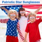 4th of July Star Glasses 12 Pairs Fourth of July Party Favors Red Blue White American Flag Sunglasses for Kids Women Independence Day Gifts Patriotic Sunglasses for Pool Party in USA Decorations