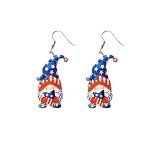 Acrylic Patriotic Earrings American Flag Printed Earring Sunflower Butterfly Gnome Independence Day Drop Dangle Earring for Women 4th of July Jewelry Gift-gnome