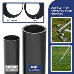 Tzechkii 25FT 12 Gauge Extra Thick Aluminum Flag Pole Kit, Heavy Duty Flag Poles for Outside House Inground, High Wind Resistance with Embroidered American Flag for Residential, Commercial(Black 25FT)