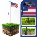 Tzechkii 25FT 12 Gauge Extra Thick Aluminum Flag Pole Kit, Heavy Duty Flag Poles for Outside House Inground, High Wind Resistance with Embroidered American Flag for Residential, Commercial(Black 25FT)