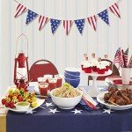 Uniwish Pre-Strung Happy 4th of July American Flag Banner, Red White Blue Stars and Stripes Pennant for Patriotic Party Decorations, USA Flag Hanging Bunting Party Favors