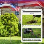 Tzechkii 25FT 12 Gauge Extra Thick Aluminum Flag Pole Kit, Heavy Duty Flag Poles for Outside House Inground, High Wind Resistance with Embroidered American Flag for Residential, Commercial(Black 25FT)
