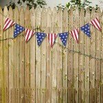 Uniwish Pre-Strung Happy 4th of July American Flag Banner, Red White Blue Stars and Stripes Pennant for Patriotic Party Decorations, USA Flag Hanging Bunting Party Favors