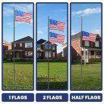 Tzechkii 25FT 12 Gauge Extra Thick Aluminum Flag Pole Kit, Heavy Duty Flag Poles for Outside House Inground, High Wind Resistance with Embroidered American Flag for Residential, Commercial(Black 25FT)