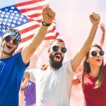 Copkim 6 Pack American Flag Sunglasses Round Shaped Patriotic USA Sunglasses Independence Day Party Favors for Men Women 4th of July Decoration