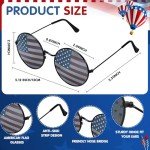 Copkim 6 Pack American Flag Sunglasses Round Shaped Patriotic USA Sunglasses Independence Day Party Favors for Men Women 4th of July Decoration